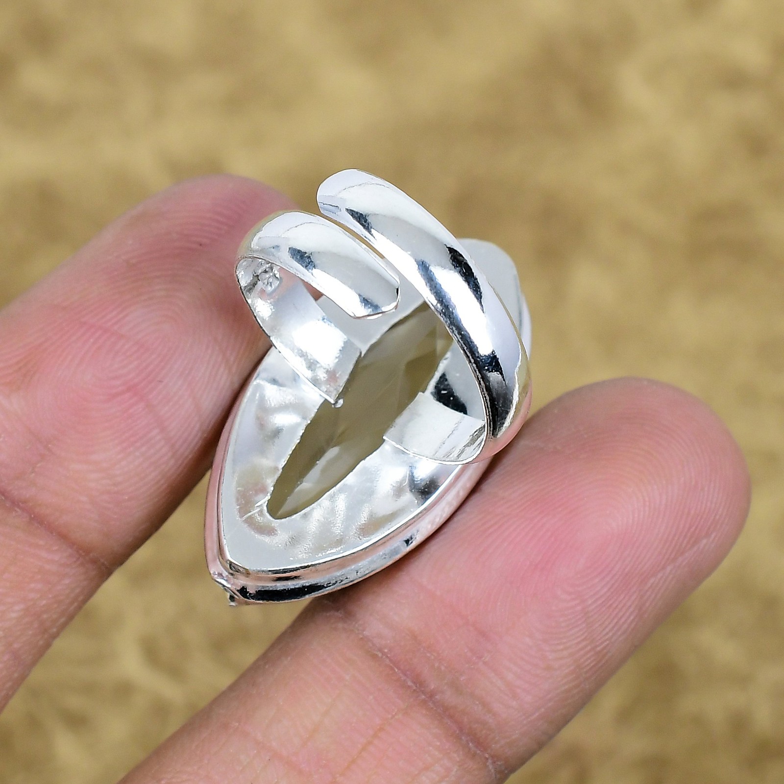 Natural Alexandrite Quartz Marquise Gemstone Adjustable Ring 925 Sterling Silver