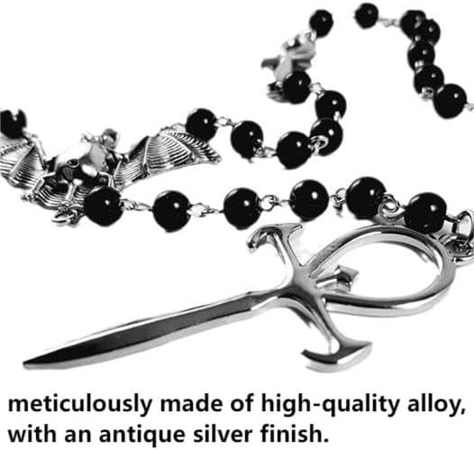 Ankh Cross Bat Necklace Religious Grunge Gothic Vampire Black Long Rosary…