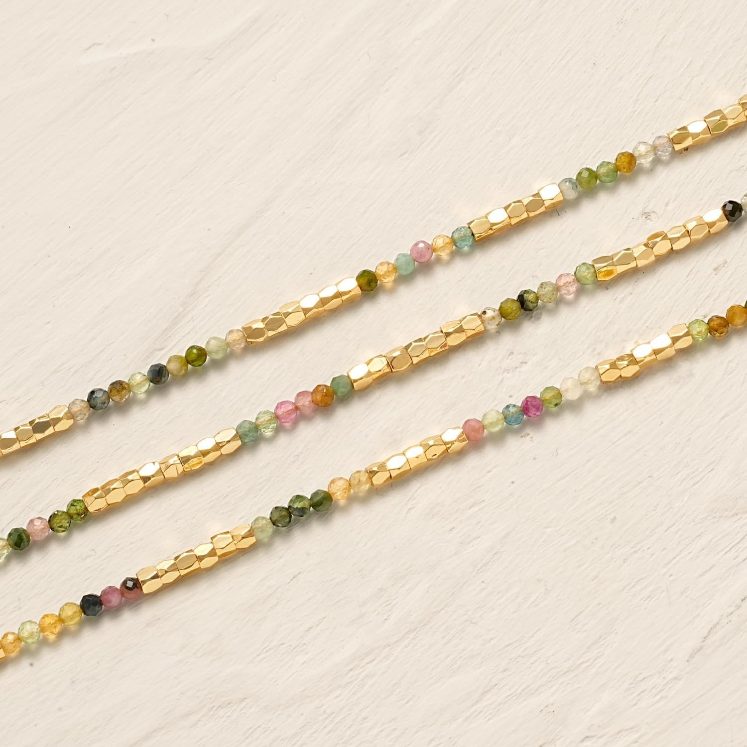 Trendy Handmade Gold Plated Choker – Dainty Tourmaline Bead Layering Necklace