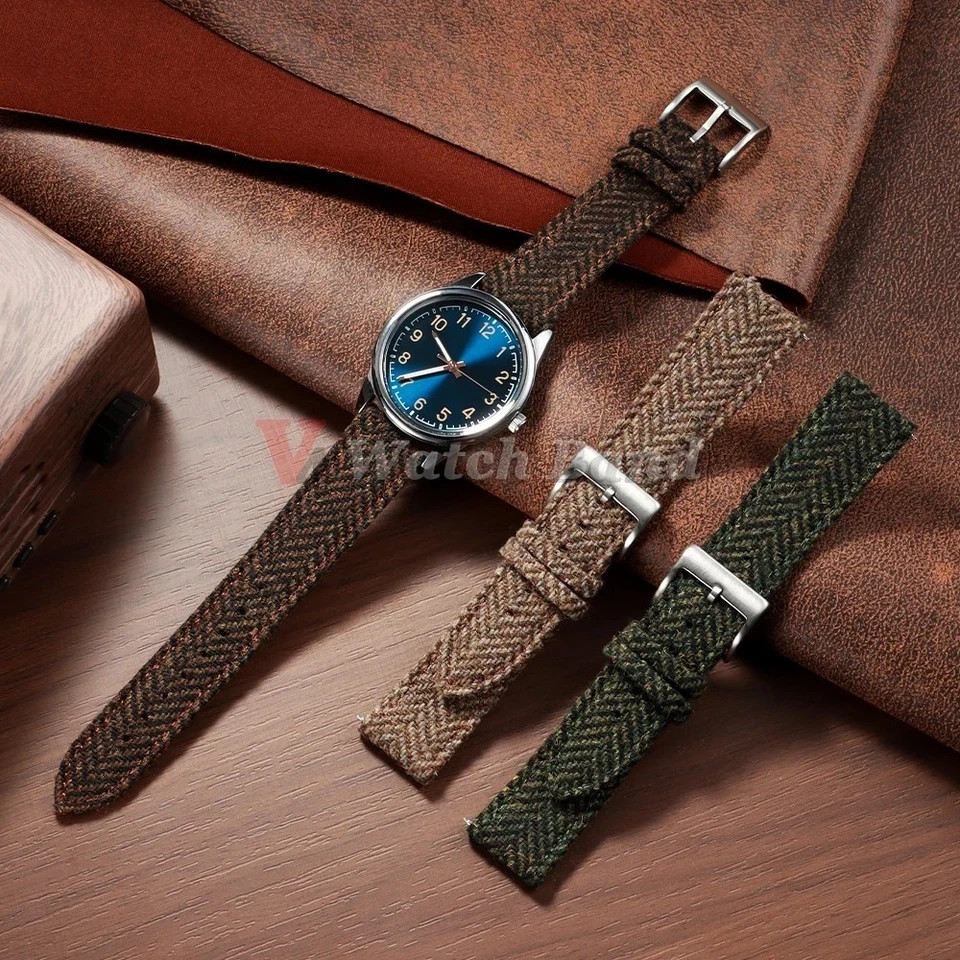 Quick Release Woven Leather Watch Band Nylon Strap 18mm 20mm 22mm