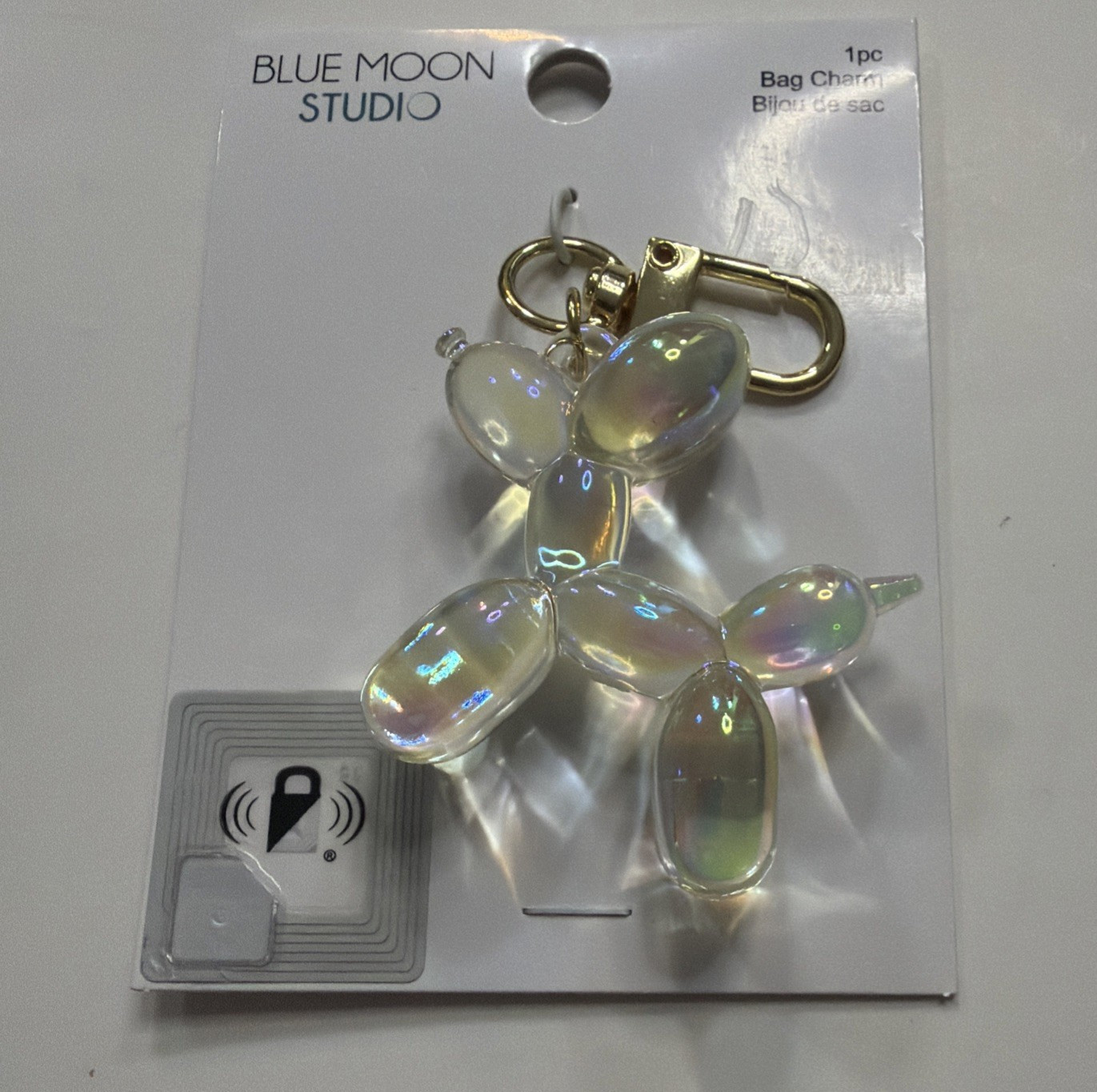 Blue Moon Studio Clear Air Balloon Dog Bag Charm iridescent shine