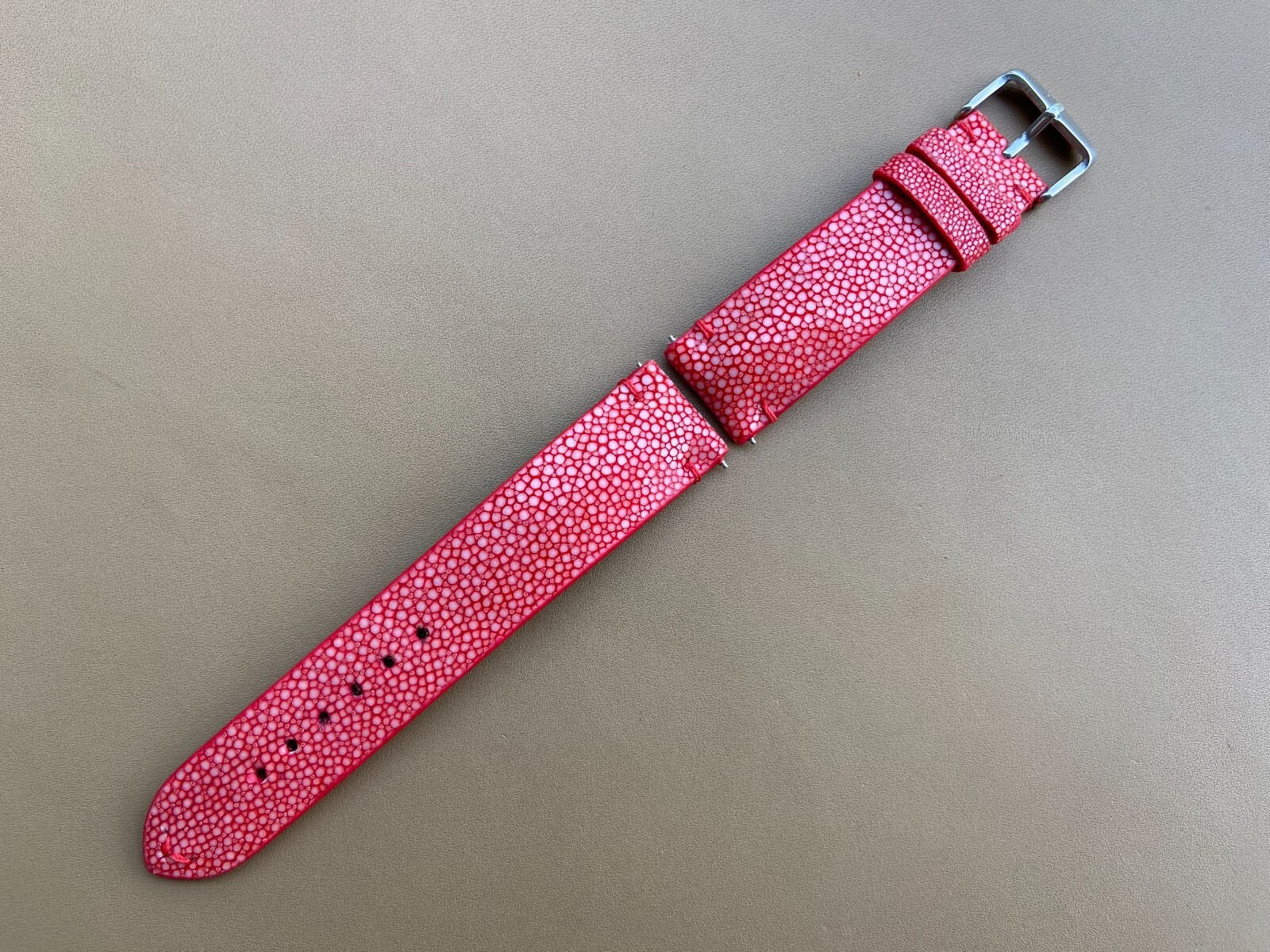 Red Stingray Leather Watch Strap Band, Size 18mm 19mm 20mm 21mm 22mm 24mm 26mm