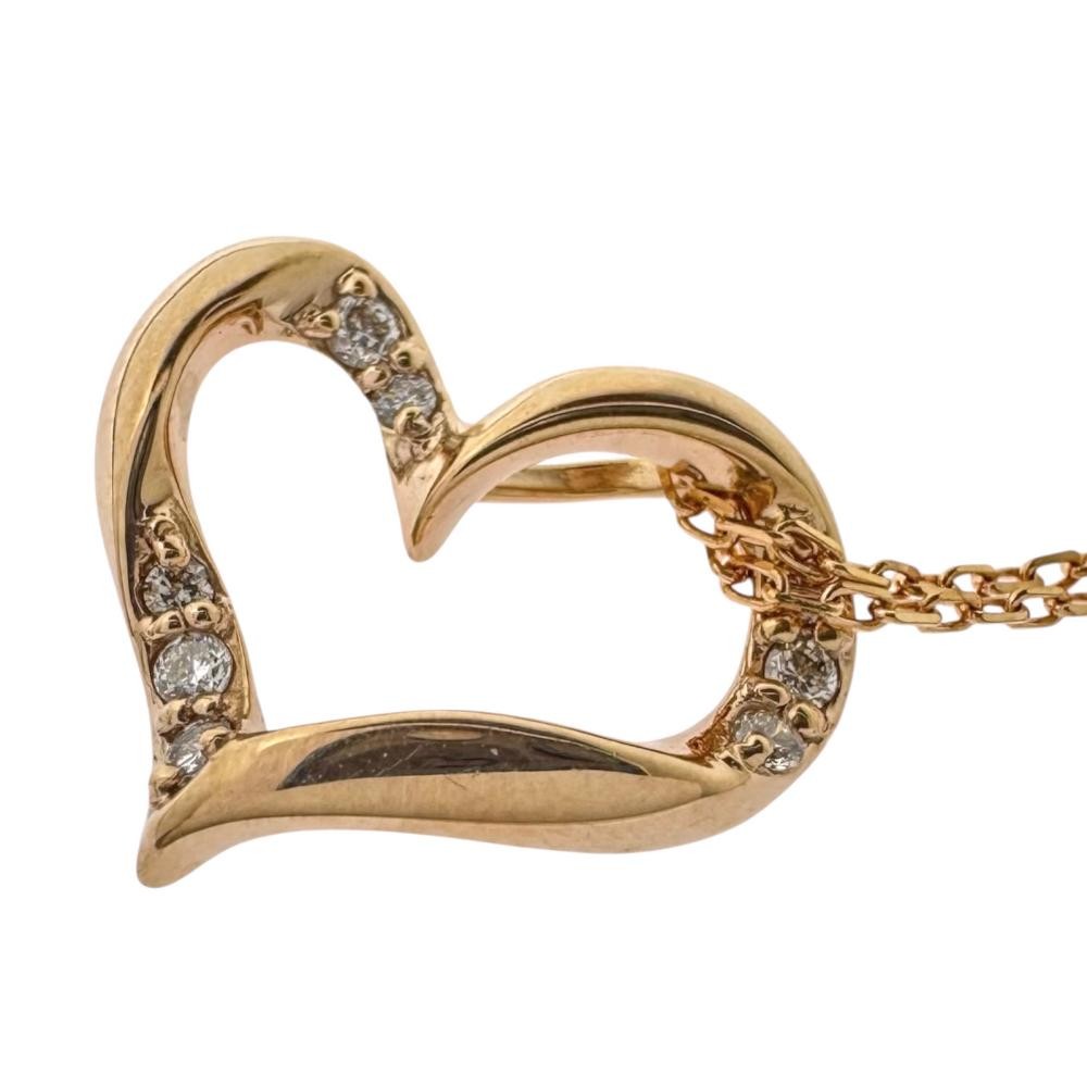 Samantha Tiara Heart diamond Total 0.06ct Necklace K18PG pink gold 2.3g 15.9…
