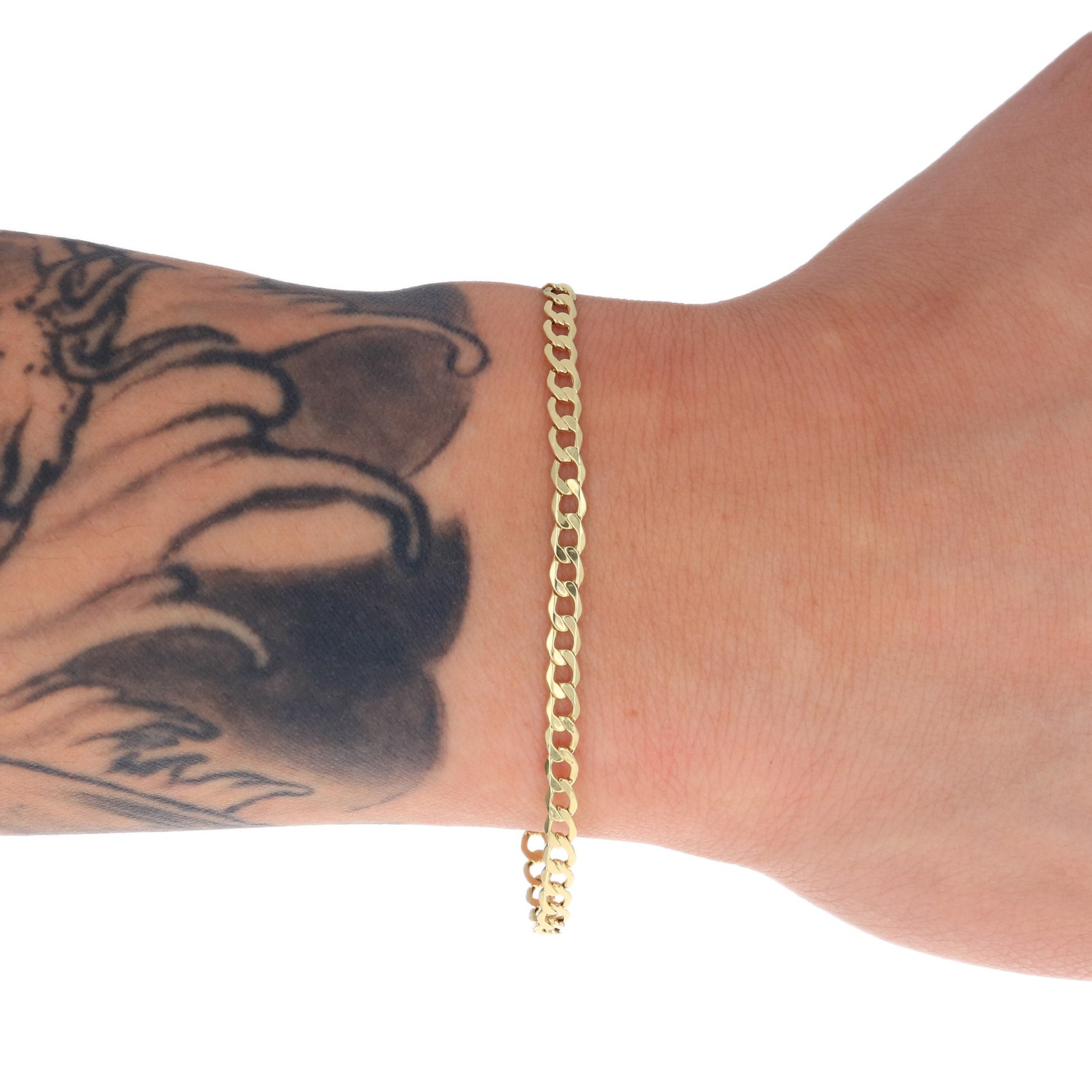 14K Real Yellow Gold 3.5mm-6.5mm Cuban Curb Chain Link Bracelet Men Women 7″- 9″