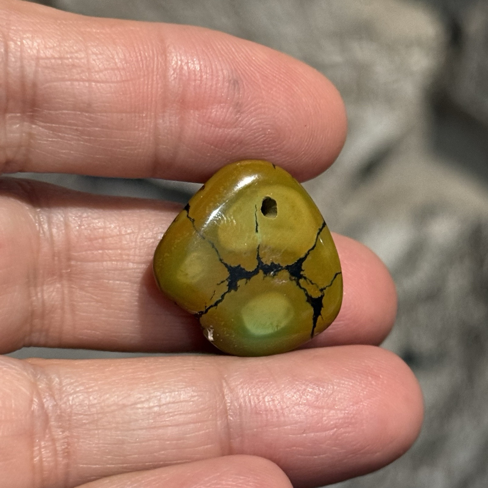 22ct 21.5x22x6.5mm Brown Hubei Turquoise Drilled Nugget Bead Pendant Old Stock