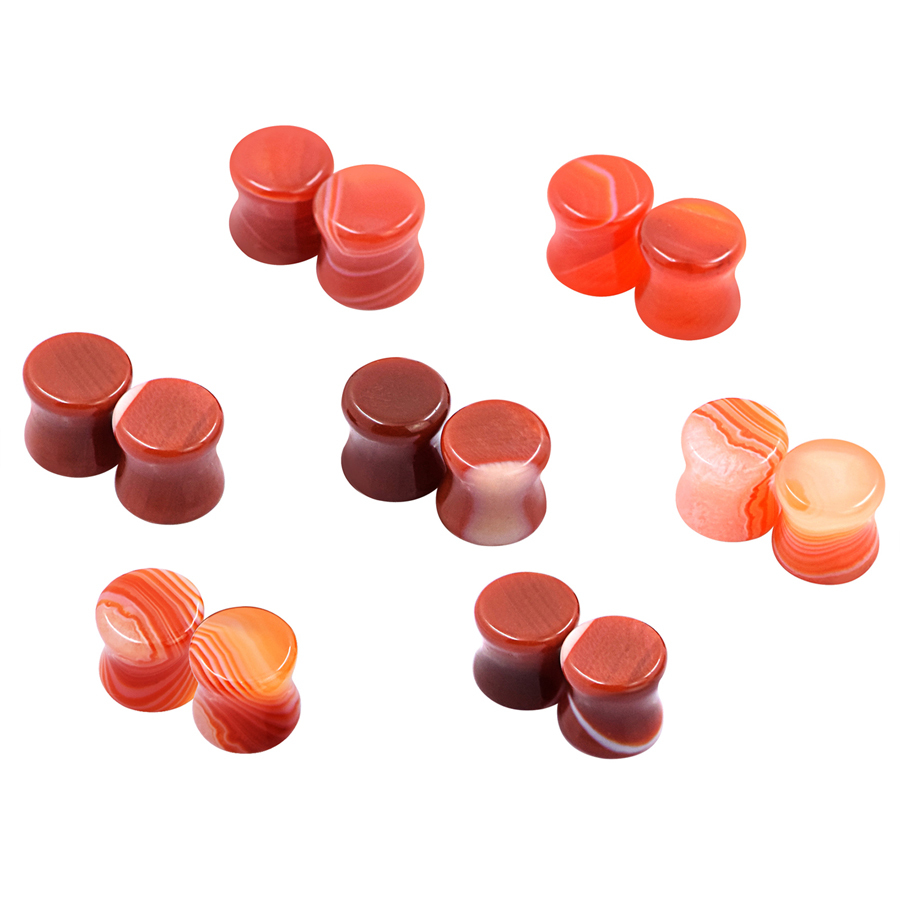 Natural Stone Ear Plugs Ear Gauges Double Flares Flesh Tunnels Saddle Plug-PAIR