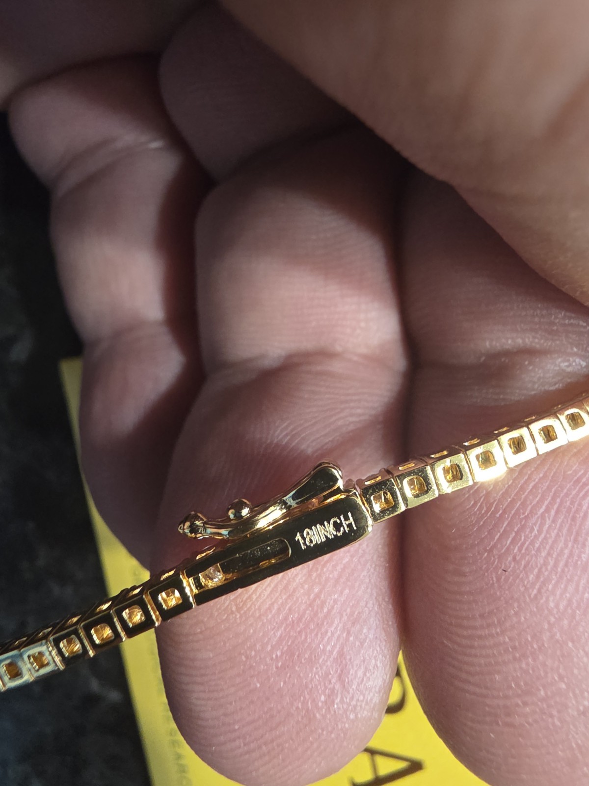 5ct Moissanite Tennis Necklace Yellow Gold Plated 2mm×18″