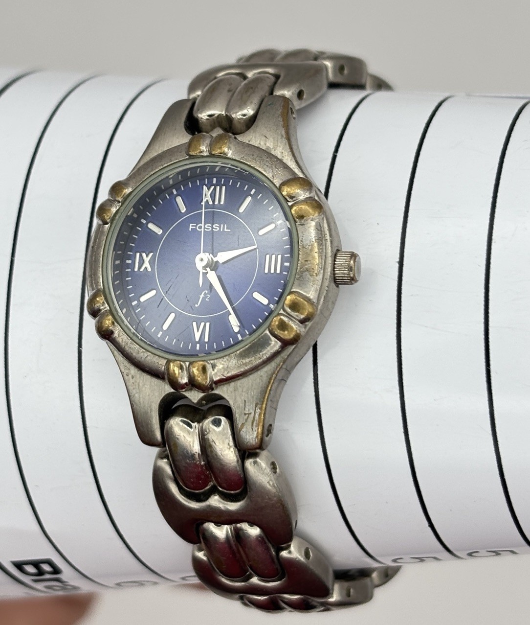 Fossil ES-8950 Silver Tone Metal Band, Blue Dial #9.13