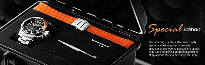 “Max Diver” 5-MAX545, 47mm stainless steel case, black dial, silver strap