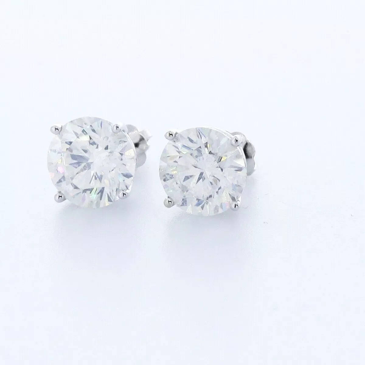 Stud Earrings Solid 14K White Gold Classic 3.11 Carat Round Natural Diamond D I1