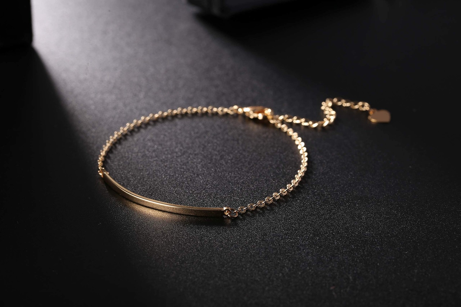 PERNNLA PEARL Dainty Gold Bar Bracelet for Women 7 inch, 1.Bar