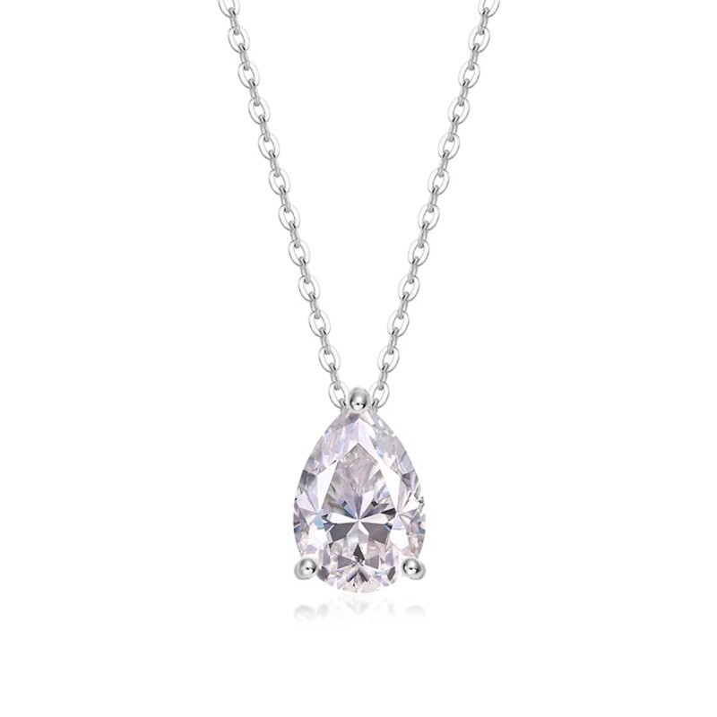 1-4CT D VVS1 Pear Cut Moissanite Solitaire Pendant Necklace 925 Sterling Silver