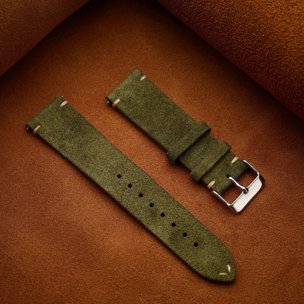 Vintage Matte Velvet Genuine Leather Strap 14 16 18mm 20mm 22mm Watch Band Belt