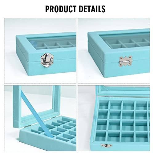 Vicoter Velvet Jewelry Box – 24 Grid – Ring Display Organiser Tray