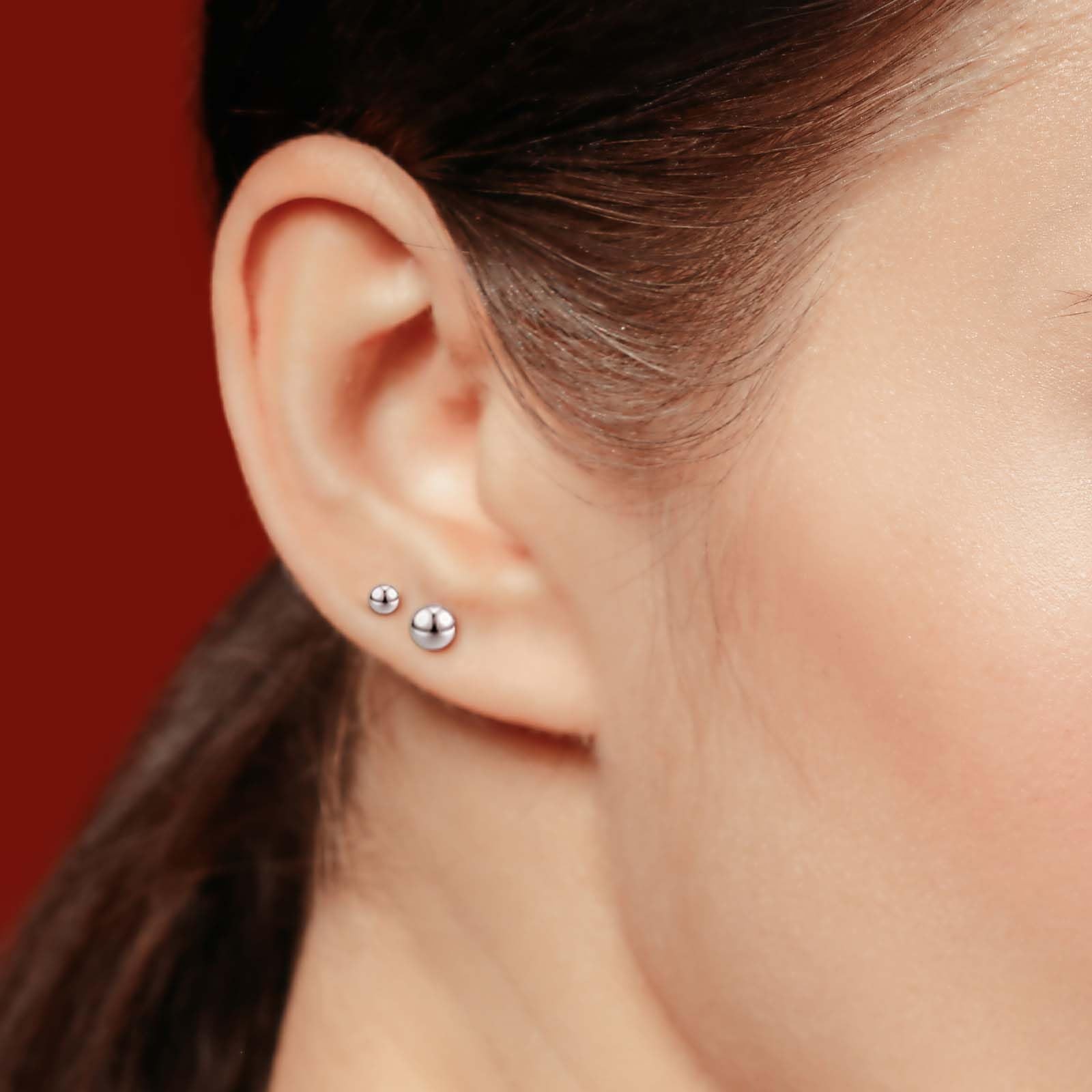 Stainless Steel Stud Earrings for Women & Men 2mm, 3mm, 4mm, 5mm, 6mm, Silver