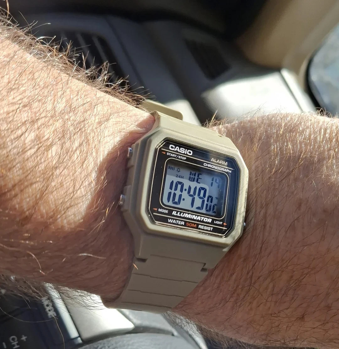 Casio W-217H-5AV Digital Watch LED Alarm Stopwatch 50M Water Resin Brown Quartz