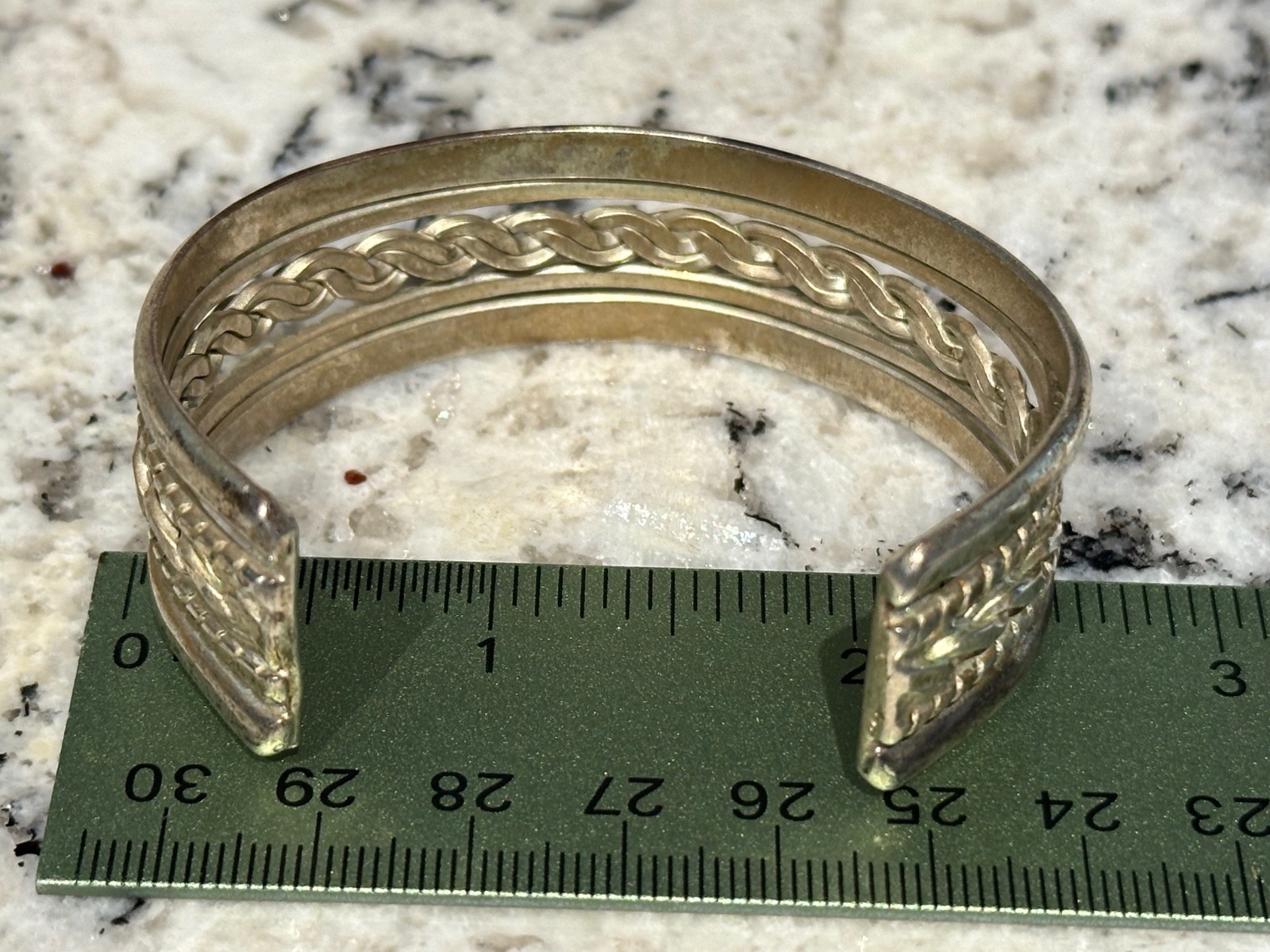 STERLING SILVER Vintage Rope Cuff Bracelet 1.2 oz 34 grams Marked 925 Mexico