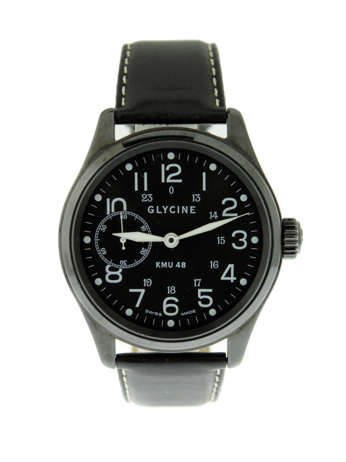 Glycine KMU 48 3788 48mm Stainless Steel Black Dial Manual Watch