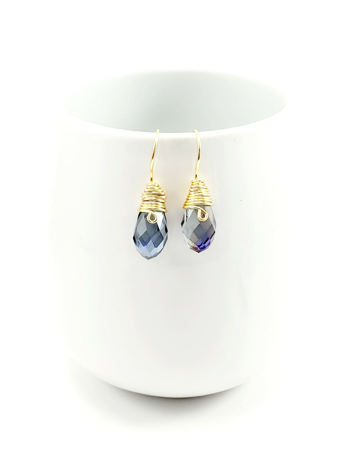 wedding bridal clear crystal Gold tone dangle teardrop earrings Fashion Jewelry