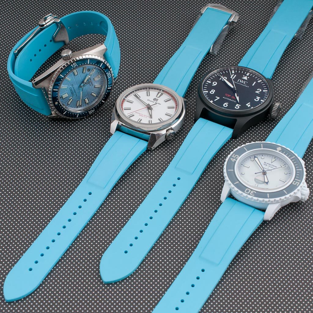 Deployant FKM Rubber Quick Release Watch Straps fits Omega Tag Heuer deployment
