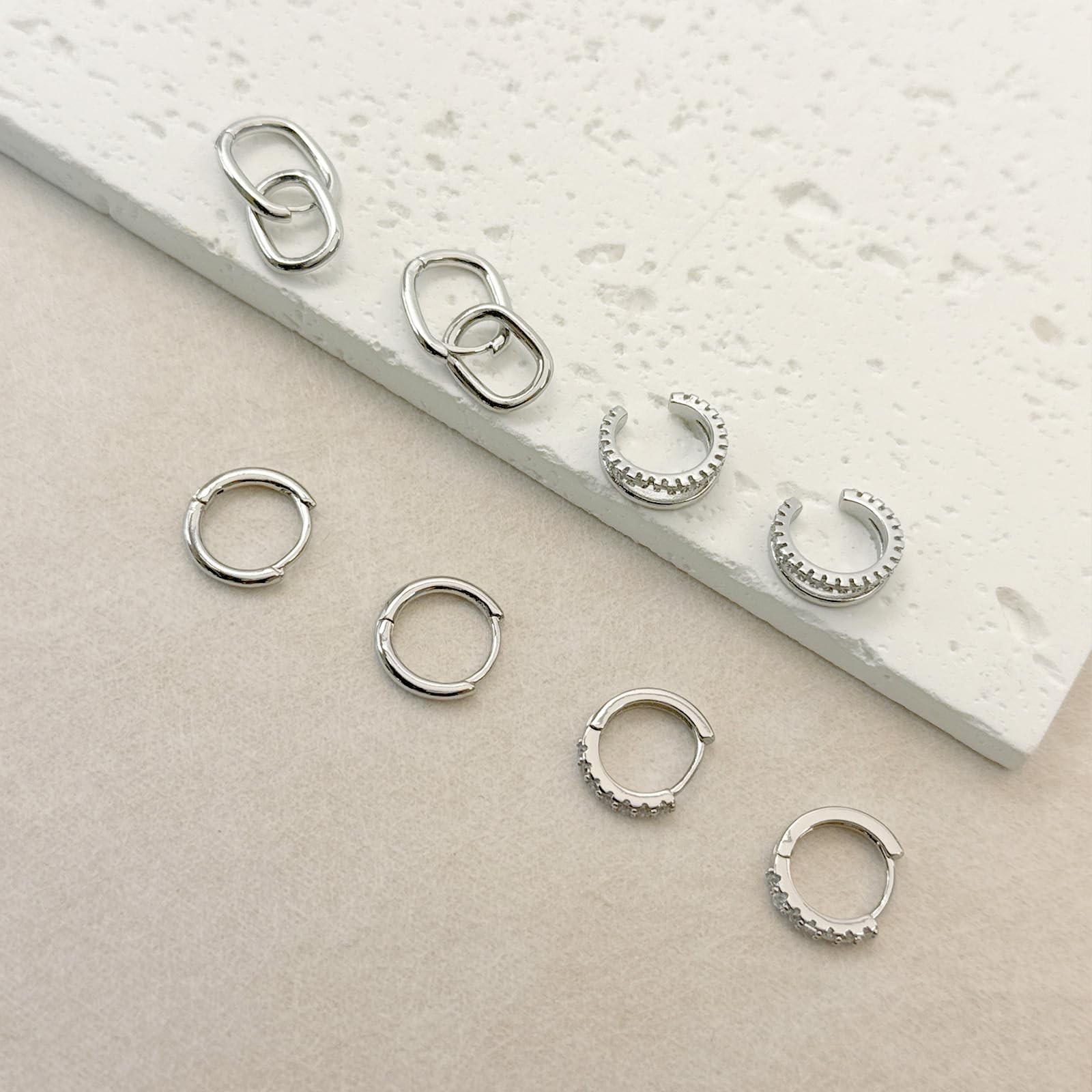 12 Pairs Hypoallergenic Flat Back Earrings for Women 14K Gold Cartilage Earring