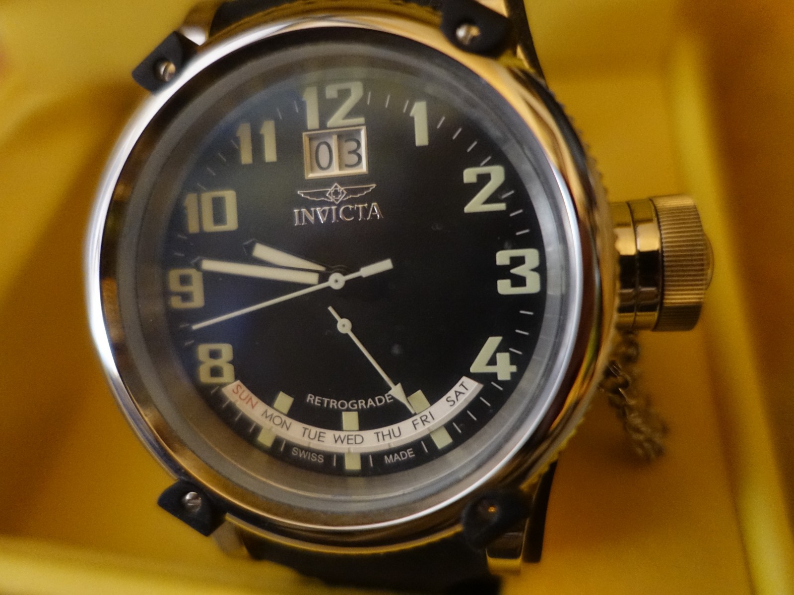 Invictaca Retrograde,Men’s Wristwatch, Big 45 mm, Complications.