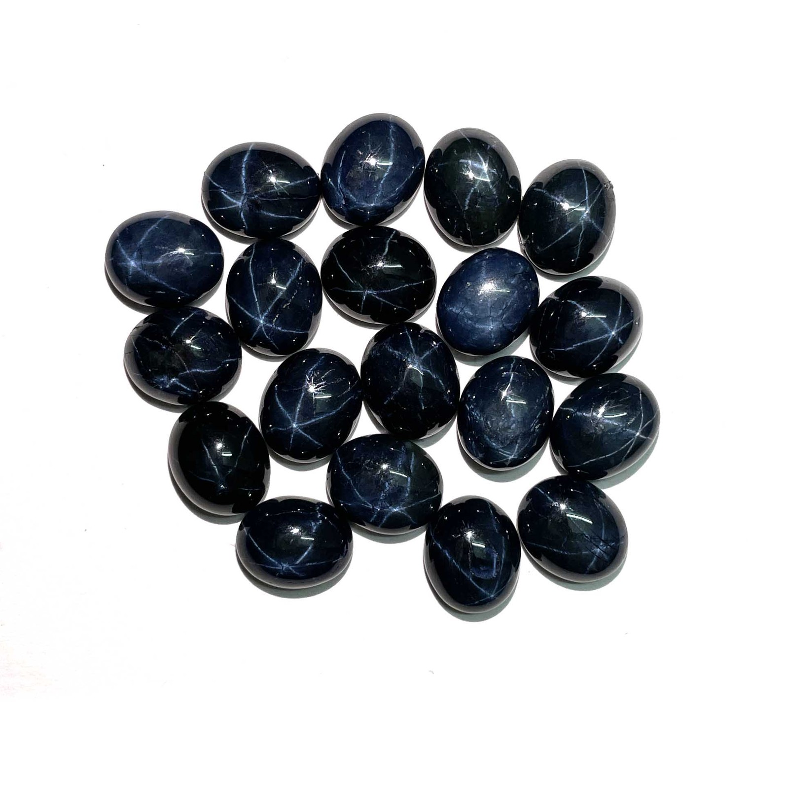 Diffused Star Blue Sapphire Oval Cabochon Loose Gemstone Lot 2 Pcs 9*11 MM 11 CT