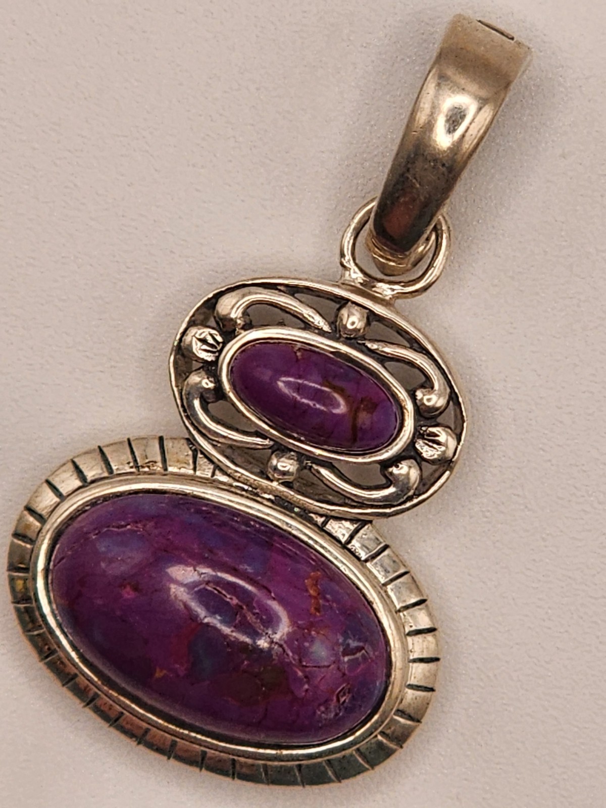 Estate Purple Sugilite Jasper stone pendant in Sterling Silver