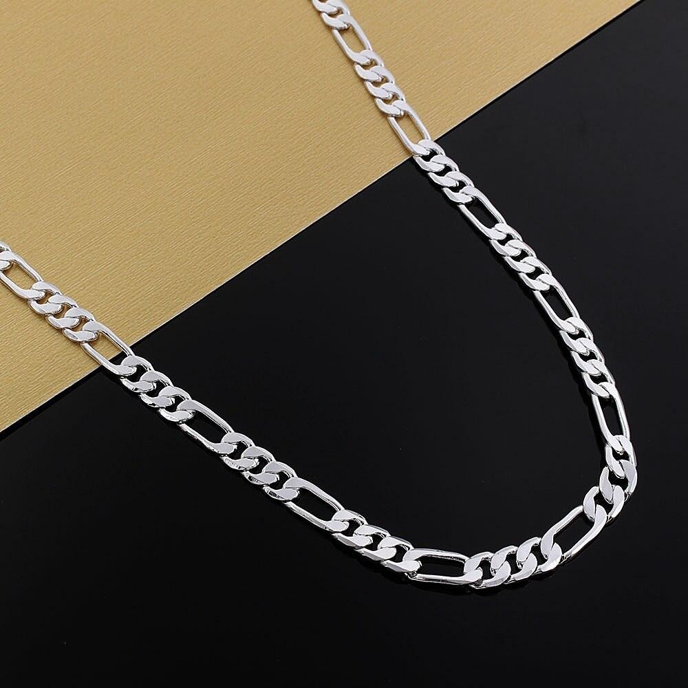 Collar Cadena De Plata 925 Para Mujeres Hombres De Alta Calidad De Moda Regalo