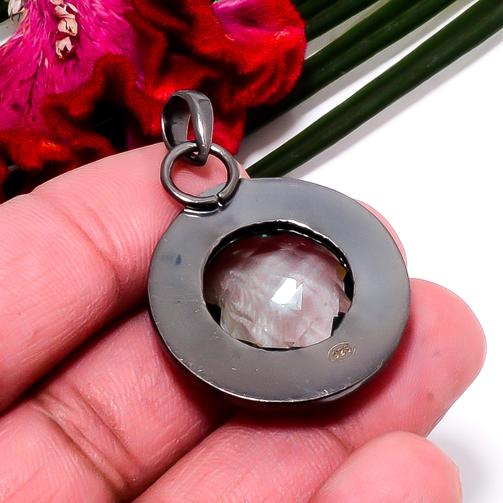 Apatite Black And Gold Plated Designer 925 Sterling Silver Pendant 1.64″ Sku49