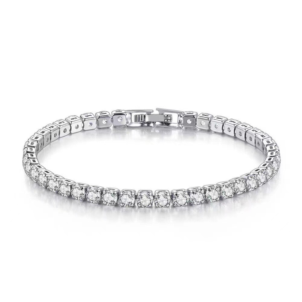 Lihong S925 Sterling Silver Tennis Bracelet 4mm Zirconia Women Wedding Jewelry