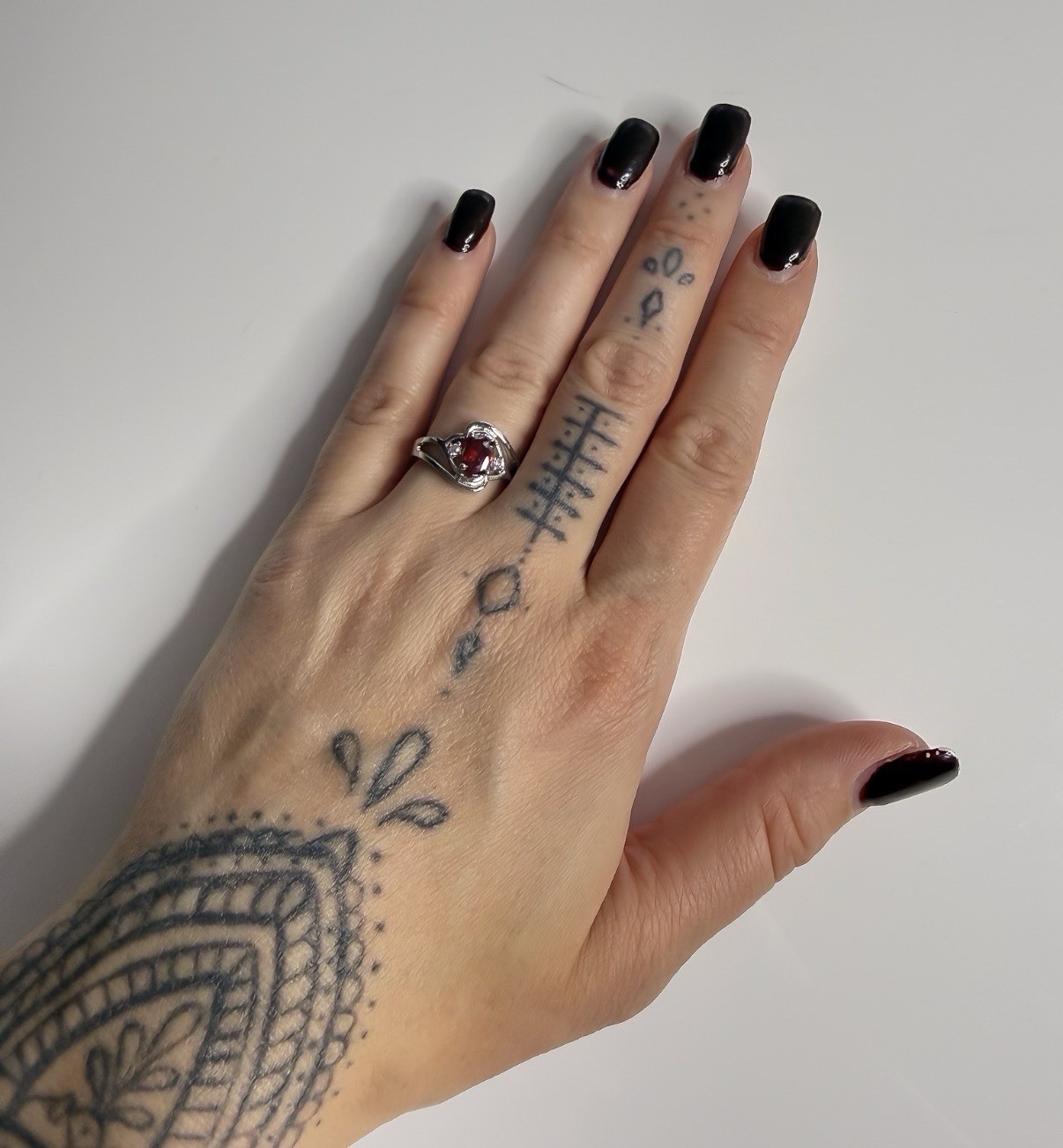 925 Silver Plated Ring Size 6 Simulated Ruby & Diamond Cocktail Costume