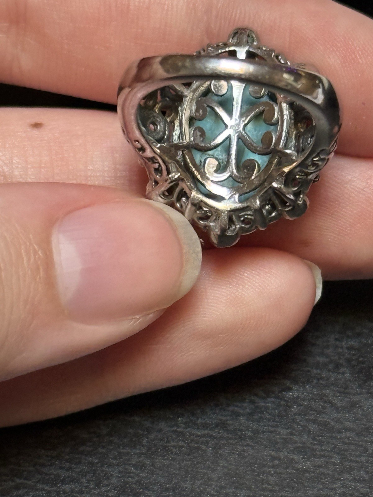 Karis STS Blue Mohave Turquoise Ring Purple Tanzanite (?) Accents Size 7