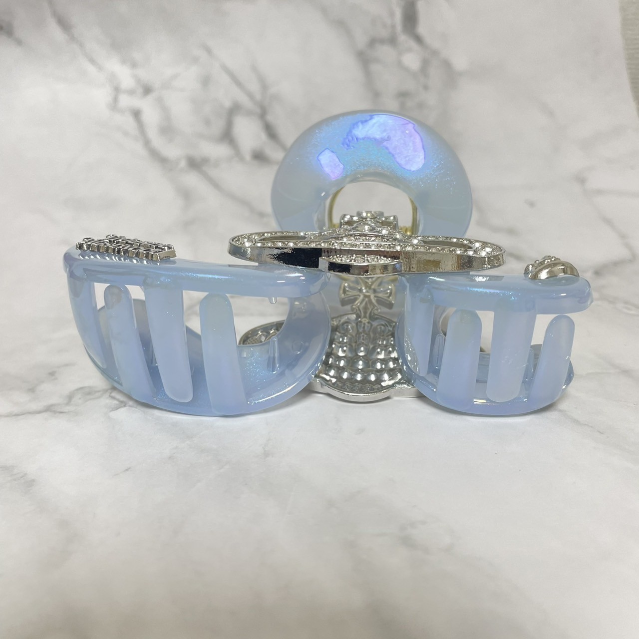 Vivienne Westwood Hair Clip Orb 11 x 6.5 x 3.6cm Plastic Light Blue Silver