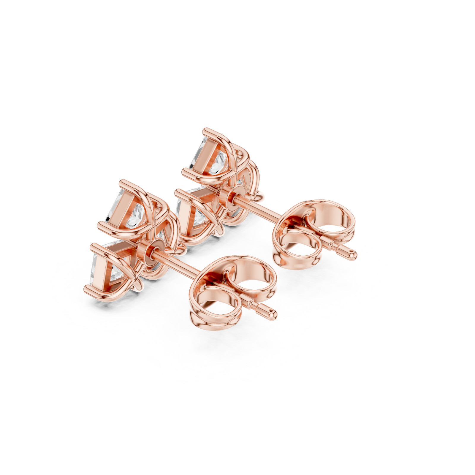Princess Cut Natural VVS1 D Diamond Flora Cosmos Studs Earrings 14k Gold Over