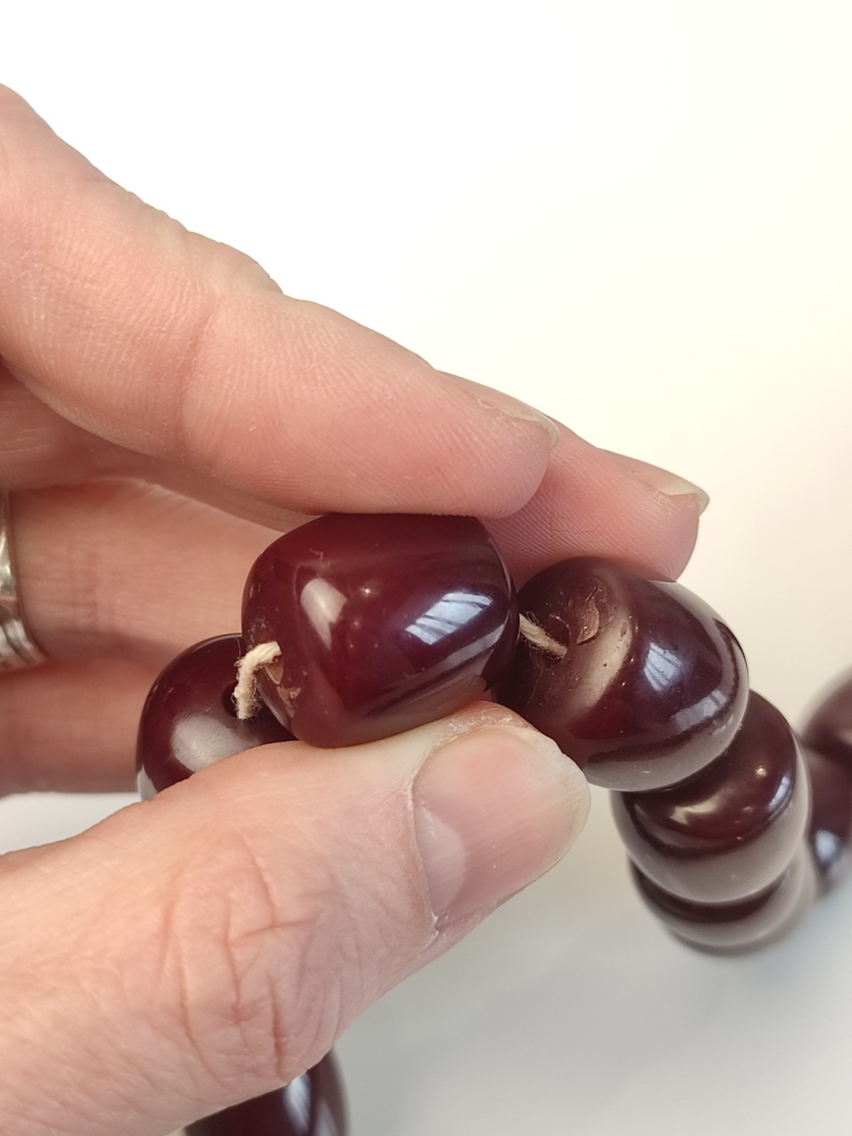 Antique Cherry Faturan Bakelite Necklace Large Beads 180g/70cm RARE Vintage