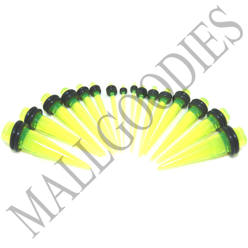 V035 Acrylic Lime Green Stretchers Tapers Expander Ear Plugs 14G to 1″ Taper Kit