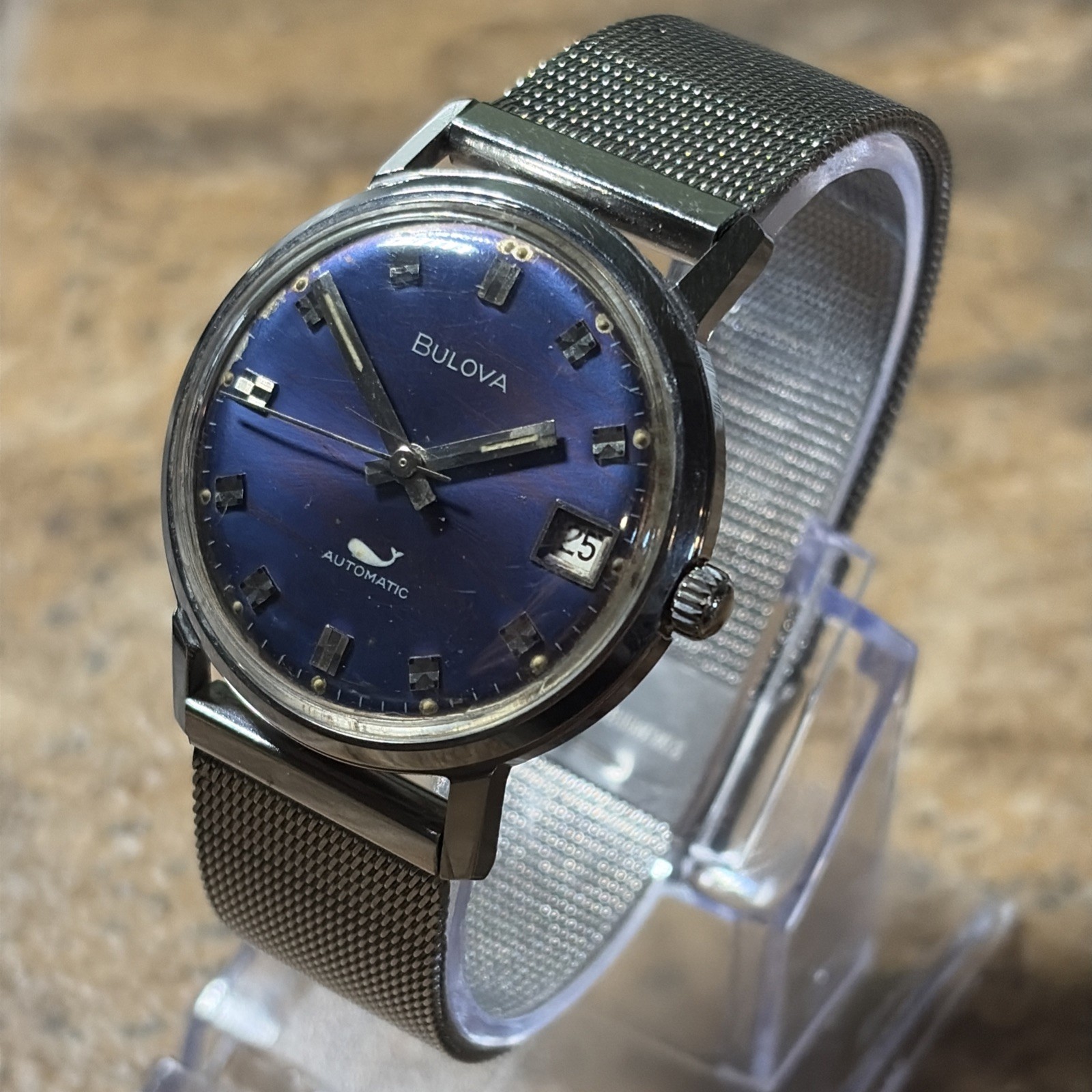 Vtg BULOVA Sea King Men’s Automatic 11 ANACD Watch Date Blue dial (Repair) READ