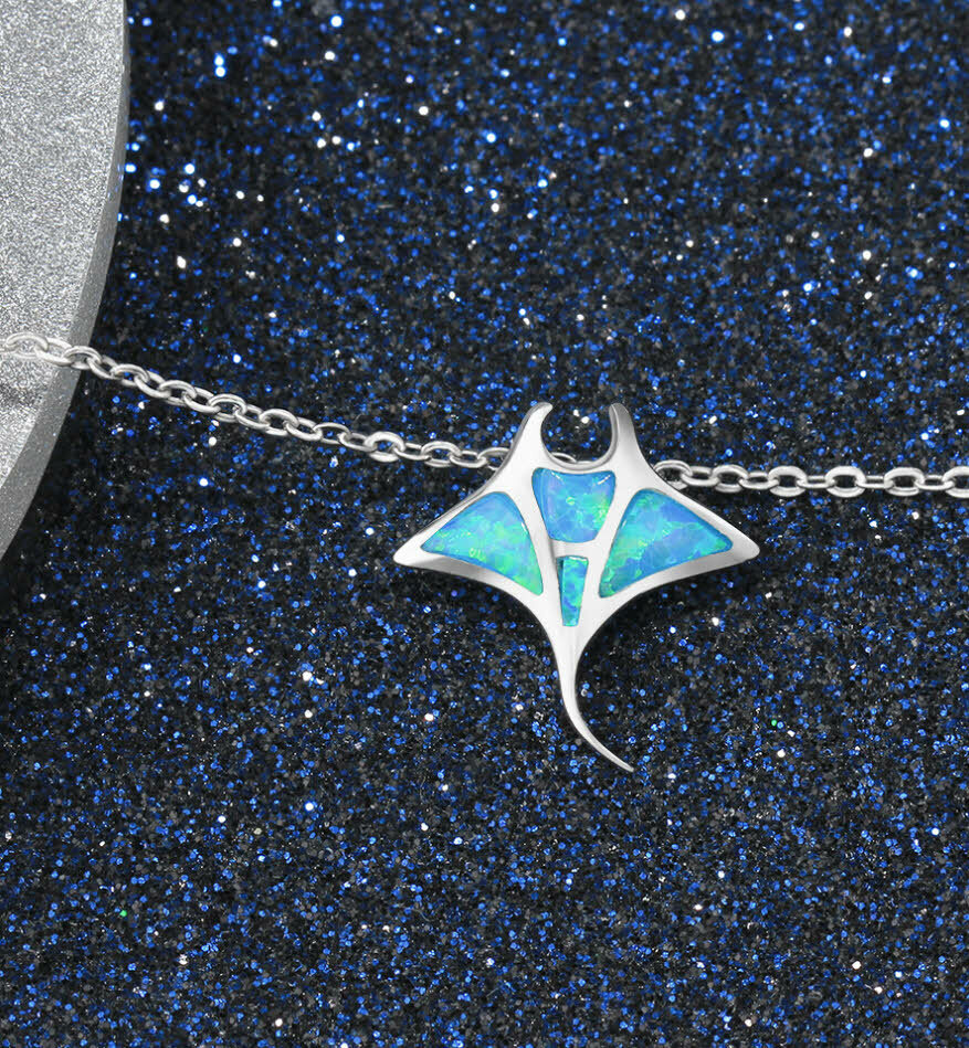 E05 ray power animal of shamans blue sterling silver 925 pendant chain