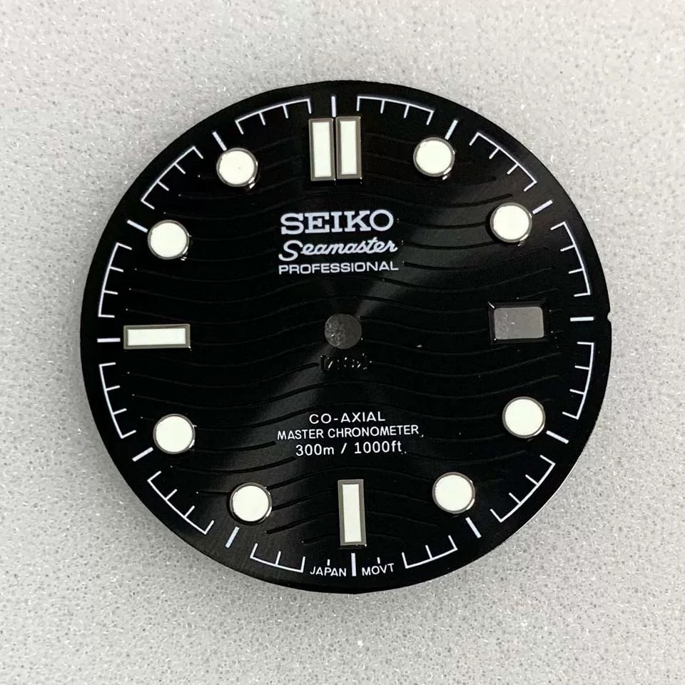 31.8mm Black Watch Dial+Hands Green Luminous for NH35 NH36 Movement Watch Parts