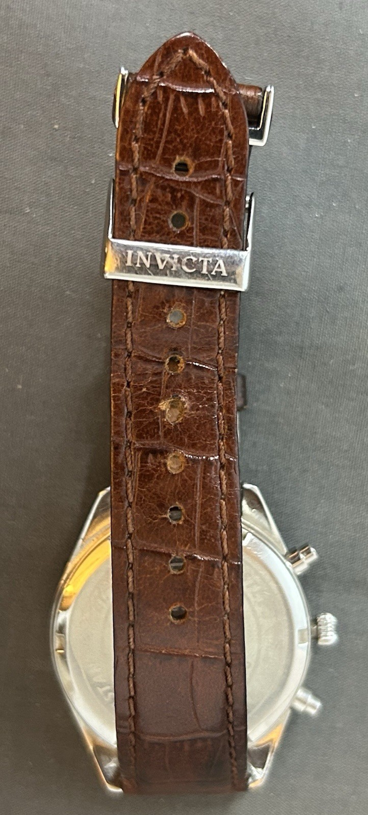 Invicta 9651 Moon Phase Chronograph Mens Watch Brown Leather Strap Japanese Movt