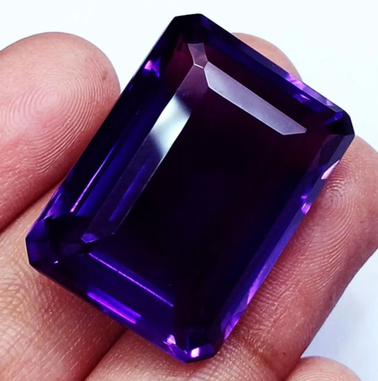 Natural Violet Amethyst Emerald Cut 95+ Ct Loose Gemstone For Pendant Making