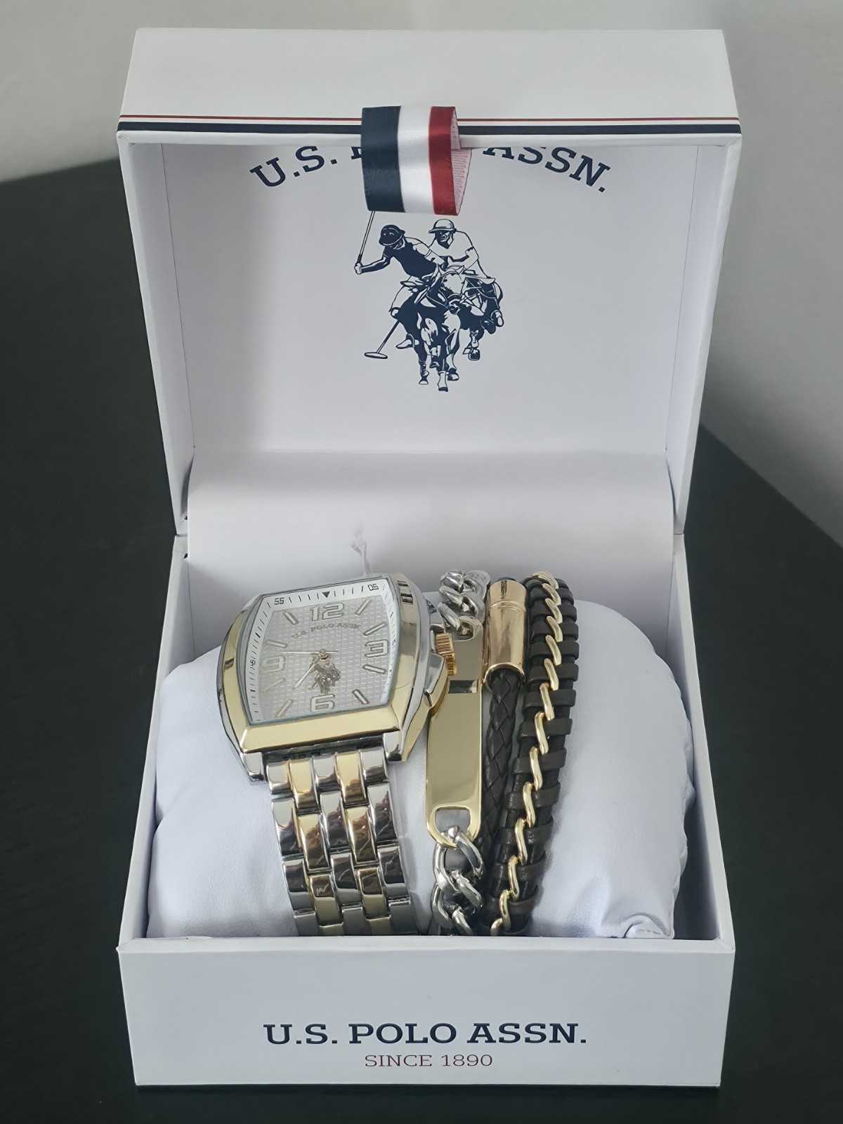 U.S. Polo Assn. Since 1890 Mens Two Tone 4-pc. Watch Boxed Set