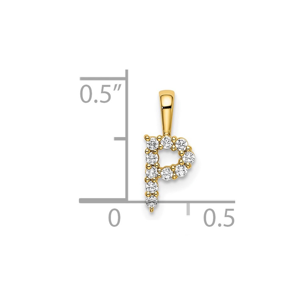 0.11Ct Lab Grown Diamond Letter P Initial Pendant 14K Yellow Gold (VS/SI, GH)