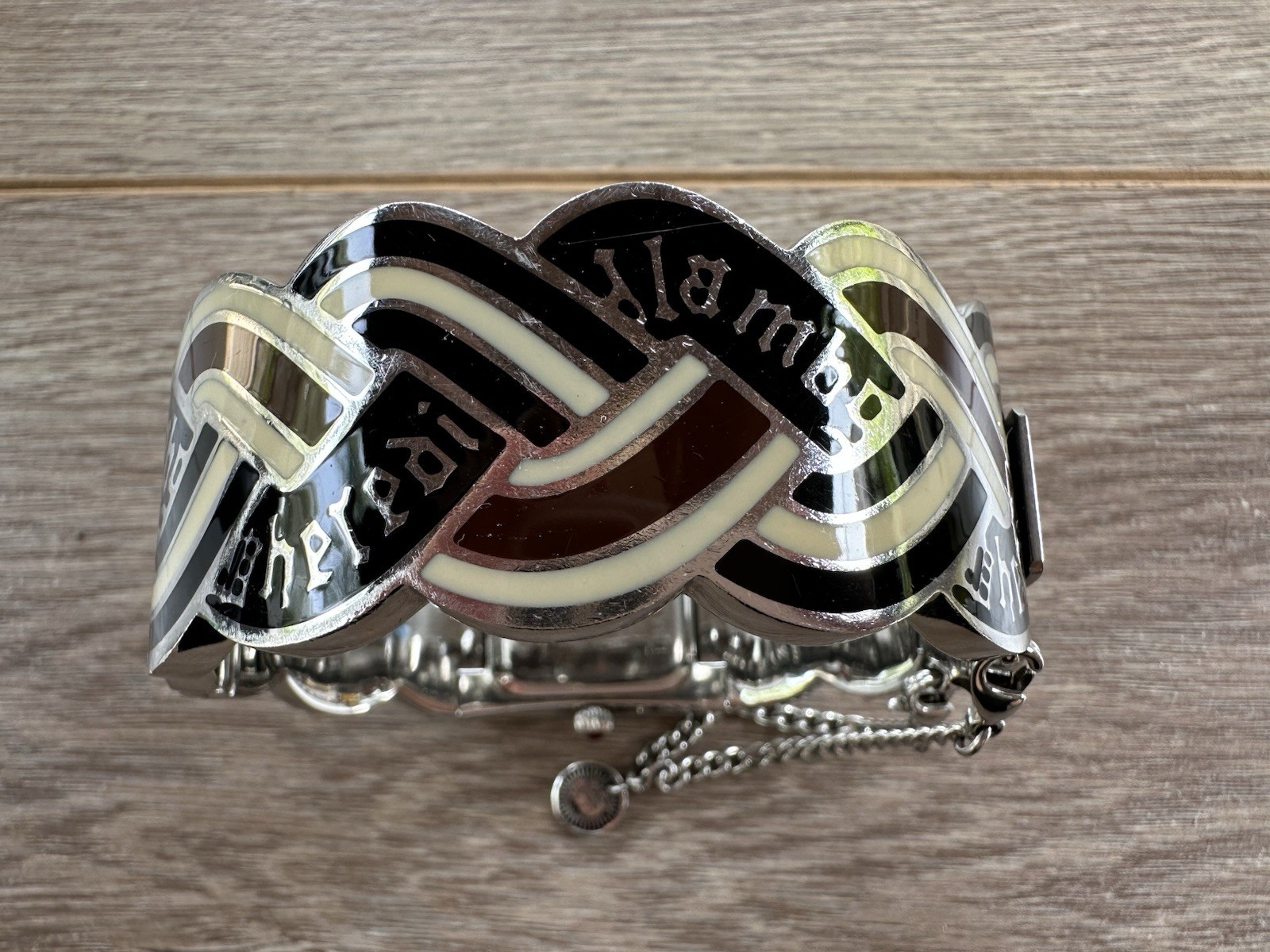 Rare Vintage Y2K L.A.M.B. Gwen Stefani Enamel & Metal Cuff Bangle Wrist Watch
