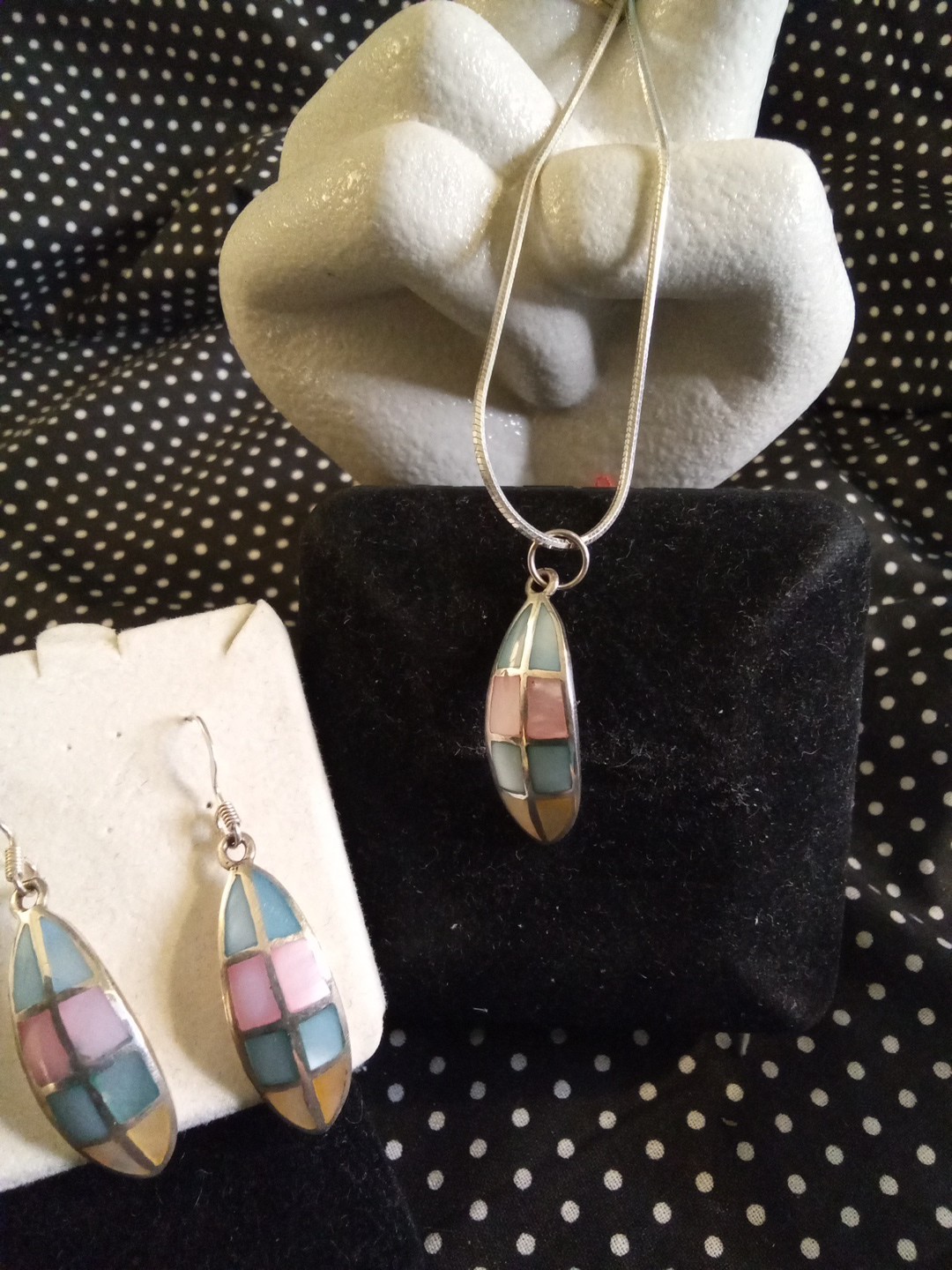 sterling silver necklace and earring set 925
