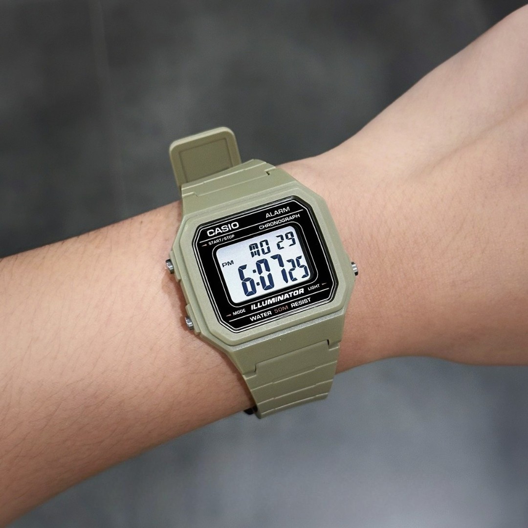 Casio W-217H-5AV Digital Watch LED Alarm Stopwatch 50M Water Resin Brown Quartz