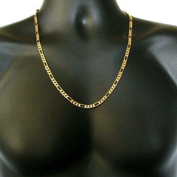 Mens 14k Gold Plated Figaro Chain Hip Hop Necklace 24″ Inch Long x 5 MM Thick