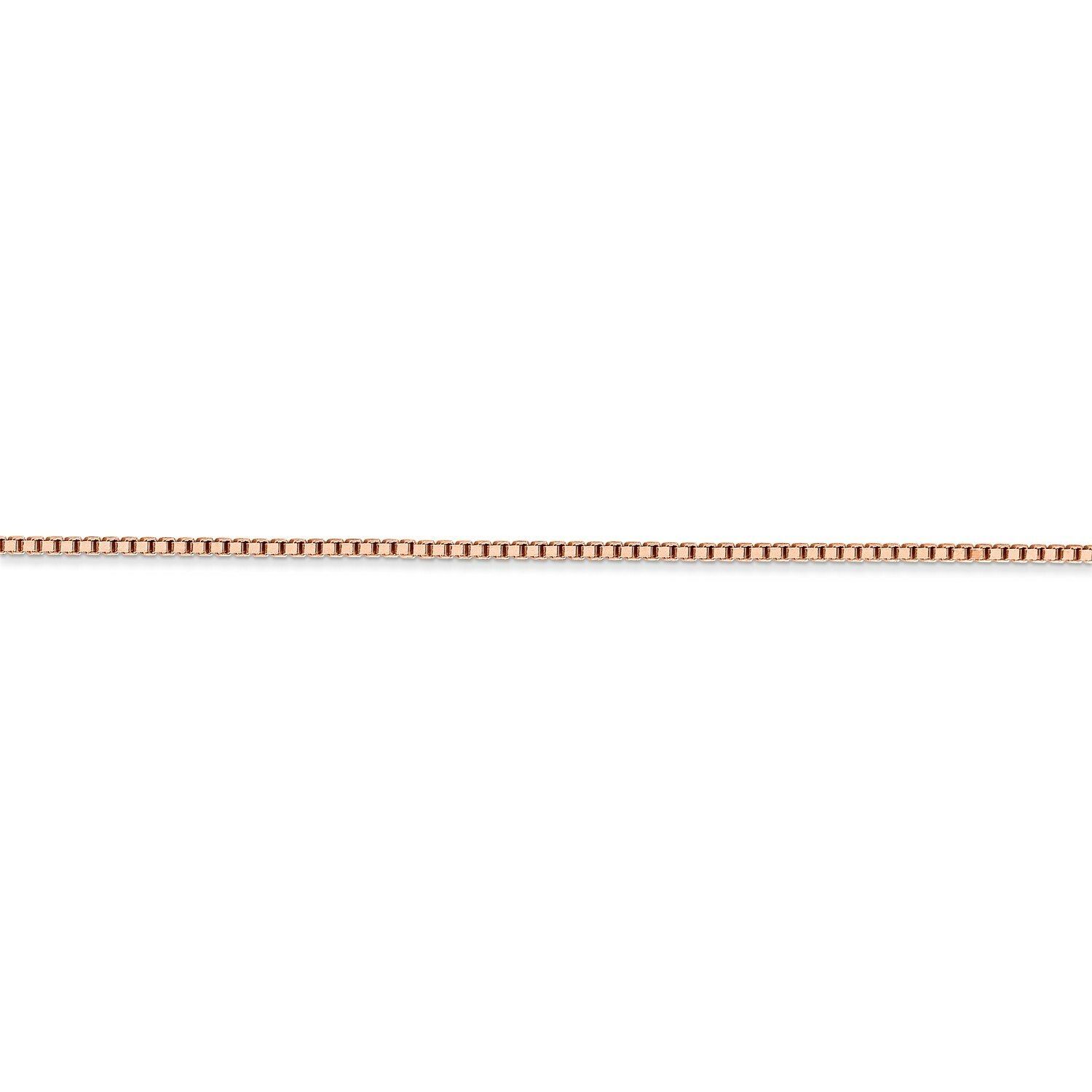 14k Rose Gold 1.3mm Solid Plain Box Link Chain w/ Lobster Clasp 16″ – 30″
