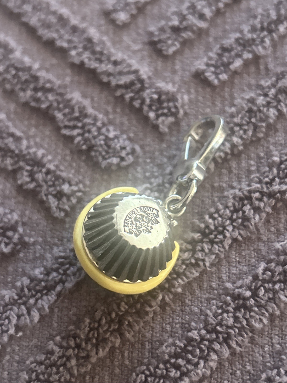 JUICY COUTURE 2009 Yellow Cupcake Charm Silver Lobster Clasp